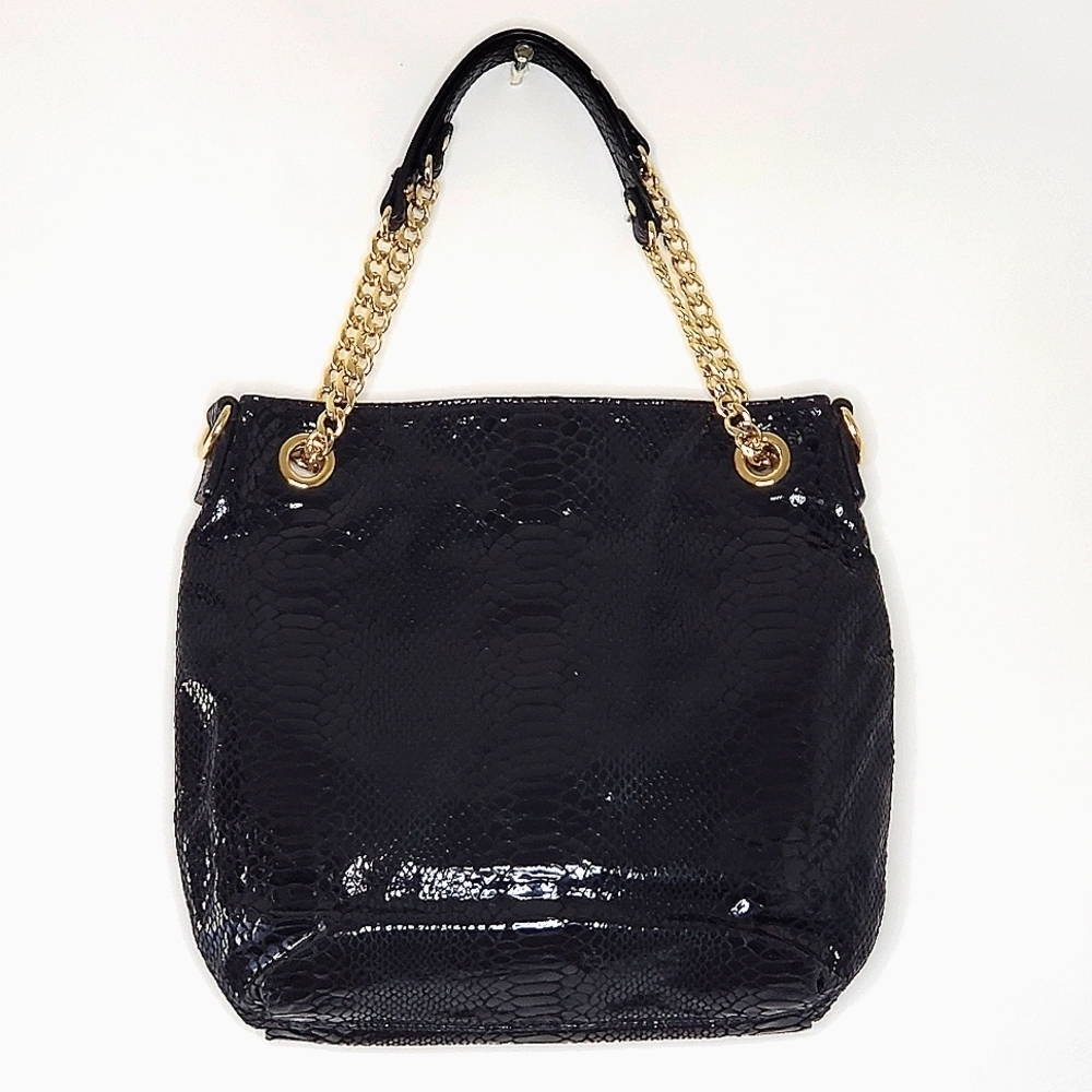 Michael Kors Embossed Snake Print Shouder Bag‎ Chain Link Strap Leather Handbag